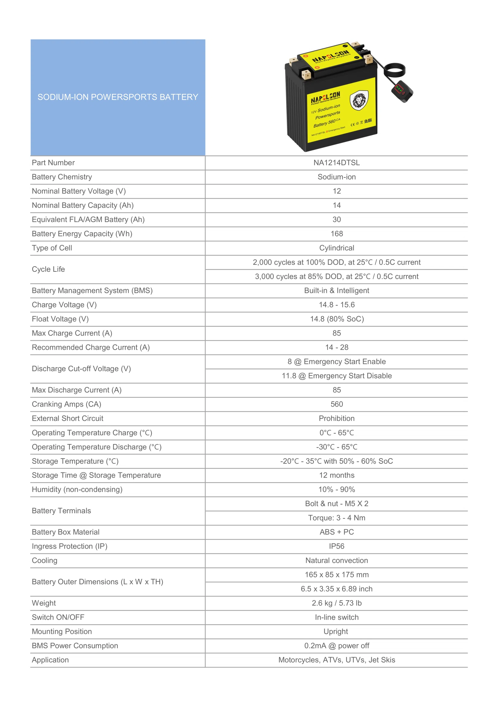 Sodium-ion motorcycle battery 12V 560CA NA1214DTSL.webp
